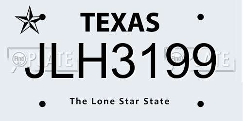JLH3199 Texas License Plate