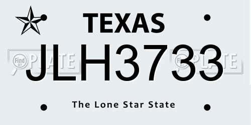 JLH3733 Texas License Plate