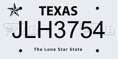 JLH3754 Texas License Plate