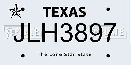 JLH3897 Texas License Plate