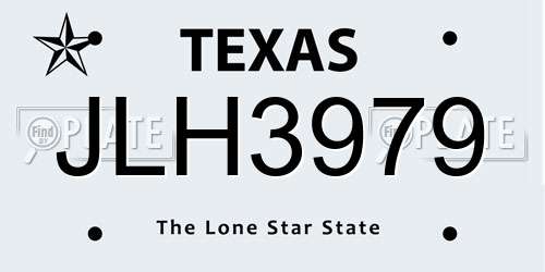 JLH3979 Texas License Plate