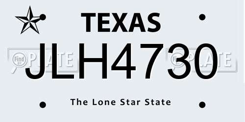 JLH4730 Texas License Plate