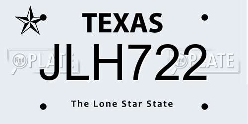 JLH722 Texas License Plate