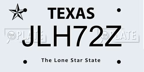 JLH72Z Texas License Plate