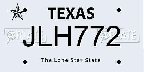 JLH772 Texas License Plate