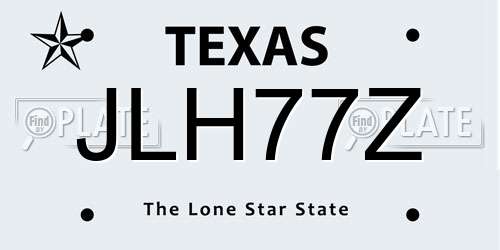 JLH77Z Texas License Plate