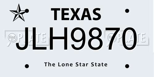 JLH9870 Texas License Plate
