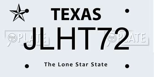 JLHT72 Texas License Plate