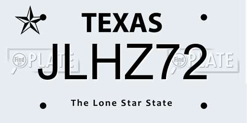 JLHZ72 Texas License Plate
