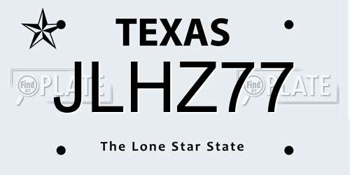 JLHZ77 Texas License Plate