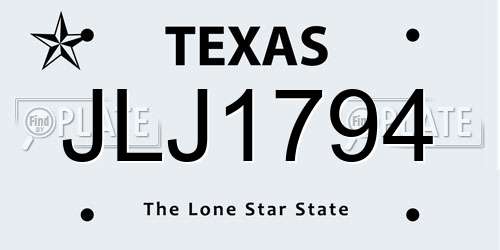 JLJ1794 Texas License Plate