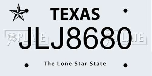 JLJ8680 Texas License Plate