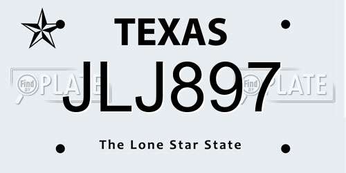 JLJ897 Texas License Plate
