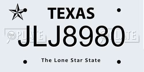 JLJ8980 Texas License Plate