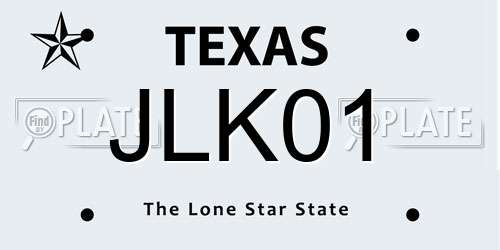 JLK01 Texas License Plate