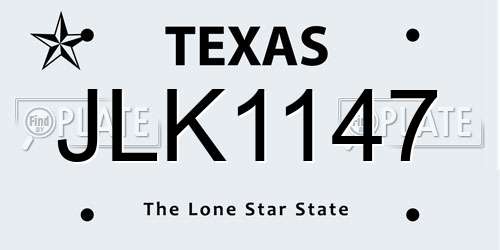 JLK1147 Texas License Plate