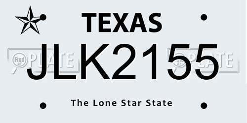 JLK2155 Texas License Plate