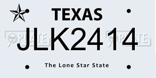 JLK2414 Texas License Plate