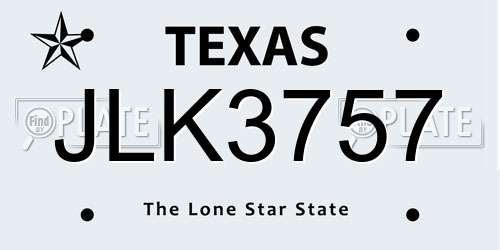 JLK3757 Texas License Plate