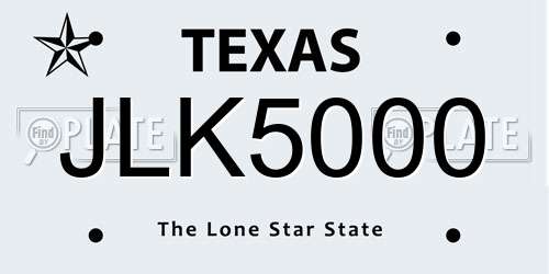 JLK5000 Texas License Plate