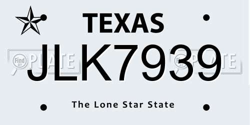 JLK7939 Texas License Plate