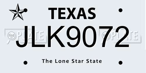 JLK9072 Texas License Plate