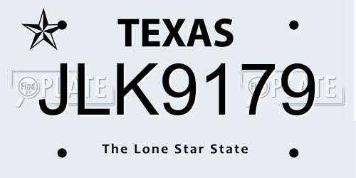 JLK9179 Texas License Plate