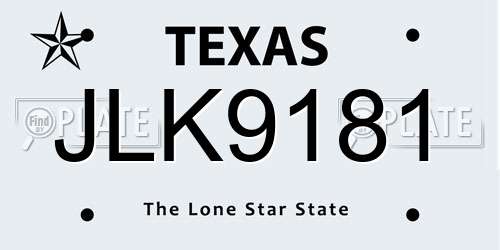 JLK9181 Texas License Plate