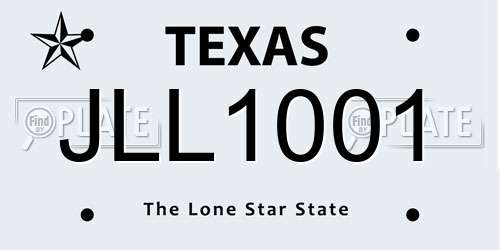 JLL1001 Texas License Plate
