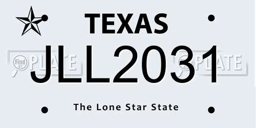JLL2031 Texas License Plate
