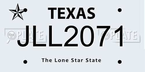 JLL2071 Texas License Plate