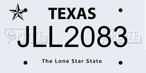 JLL2083 Texas License Plate
