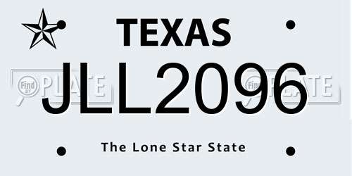 JLL2096 Texas License Plate
