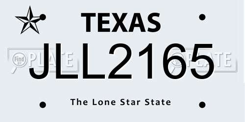 JLL2165 Texas License Plate