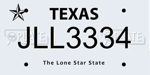 JLL3334 Texas License Plate