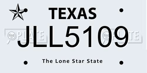 JLL5109 Texas License Plate