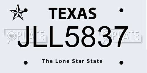 JLL5837 Texas License Plate