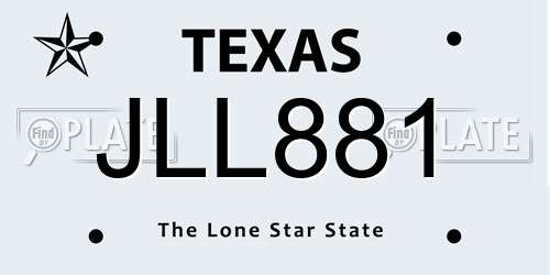 JLL881 Texas License Plate