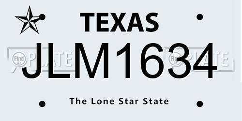 JLM1634 Texas License Plate