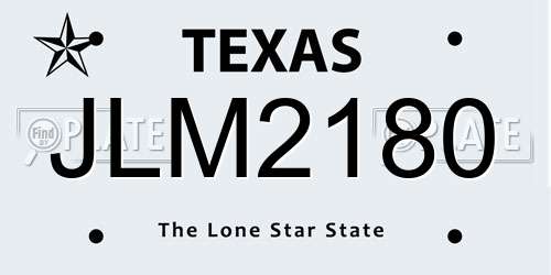 JLM2180 Texas License Plate
