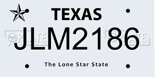 JLM2186 Texas License Plate