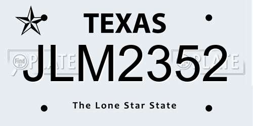 JLM2352 Texas License Plate