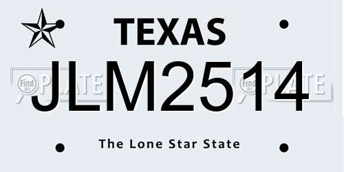 JLM2514 Texas License Plate