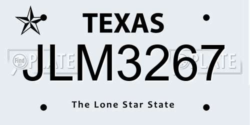JLM3267 Texas License Plate
