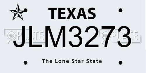 JLM3273 Texas License Plate