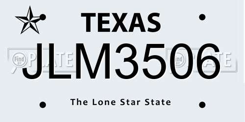 JLM3506 Texas License Plate