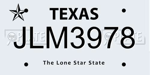 JLM3978 Texas License Plate