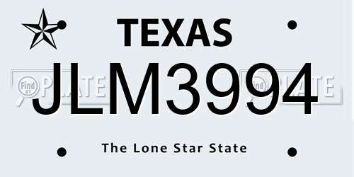 JLM3994 Texas License Plate