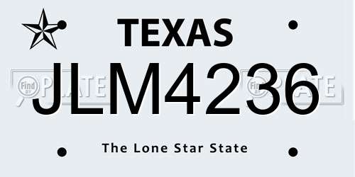 JLM4236 Texas License Plate