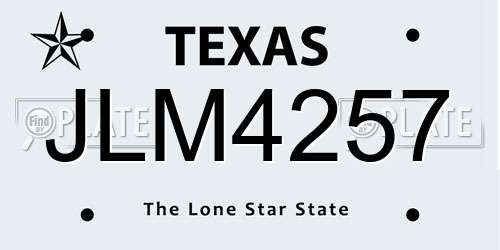 JLM4257 Texas License Plate